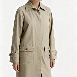 Fleet Street Women's Grey Buttons Pockets Casual Trench Raincoat Size 8